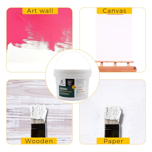 Artecho White Gesso 64oz / 1.89L | Gesso Primer, For Acrylic Painting - color: white, size: 64 Fl Oz (Pack of 1)