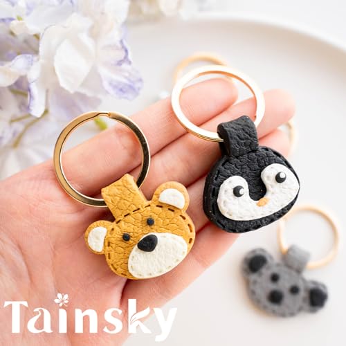 TAINSKY Animals Keychain Polymer Clay Cutter, Cute Polymer Clay Keychain Cutters, Boho Clay Cutters for Polymer Clay Jewelry, 11 Shapes Keychain Cutter, Penguin Polymer Clay Earring Cutters-A - color: Keychain -B