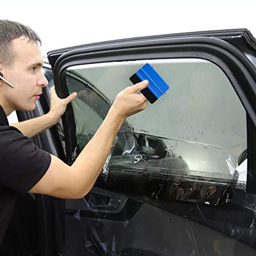 Durable Black Felt Edge Vinyl Squeegee Tool 4-Inch (Pack of 3) | Car Vinyl Film Wrapping Decal Window Tint Work, Professional Scratch Free Squeegee - color: Blue-1