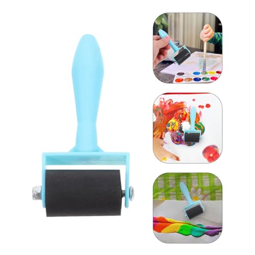 GARIOUANS 6pcs Hard Rubber Printmaking Rollers Set with Blue Handles, Ink Applicator Tools for Relief Printing and Crafting Projects