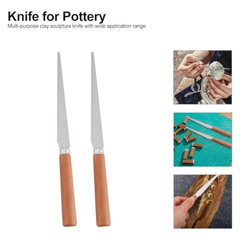 HEALLILY 2 PCS Wood Handle Carving Knife Fettling Knife Tools Ceramic Polymer Clay Sculpture Modeling Fettling Knife for Ceramic Polymer Clay Carving Modeling Pottery Sculpting