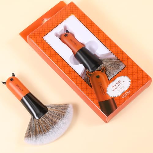 Docolor Fan Brush Professional Face Makeup Brush Highlighting Kabuki Premium Synthetic Hairs Cosmetic Tool, Red BULL Fan Brush - size: Red BULL Fan Brush