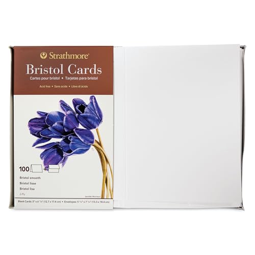 Strathmore 400 Series Cards, Bristol, 5x6.875 inches, 100 Pack, Envelopes Included - Custom Greeting Cards for Weddings, Events, Birthdays - size: 5x6.875, style: 100 Pack