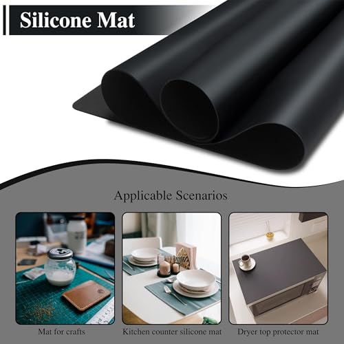 2Pcs Black Silicone Placemats, 15.7"x 11.8" - Kitchen Counter & Baking Silicone Mats - color: Black, size: 15.7"x 11.8"