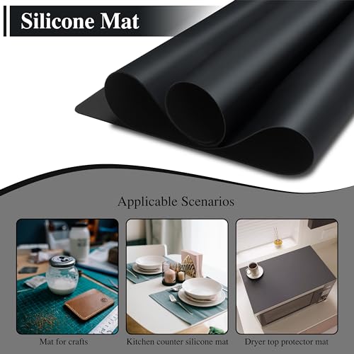 Large Silicone Craft Mats, YACEYACE 2Pcs 24"x 16" Large Silicone Table Mat, Black Mat for Jewelry,Heat Resistant, Kitchen Counter - color: Black, size: 24"x 16"
