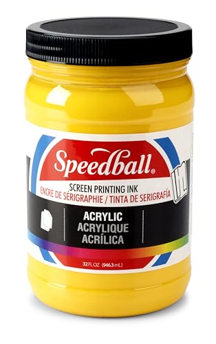 Speedball 004643 Acrylic Screen Printing Ink, 32 fl. oz, Medium Yellow - color: Medium Yellow