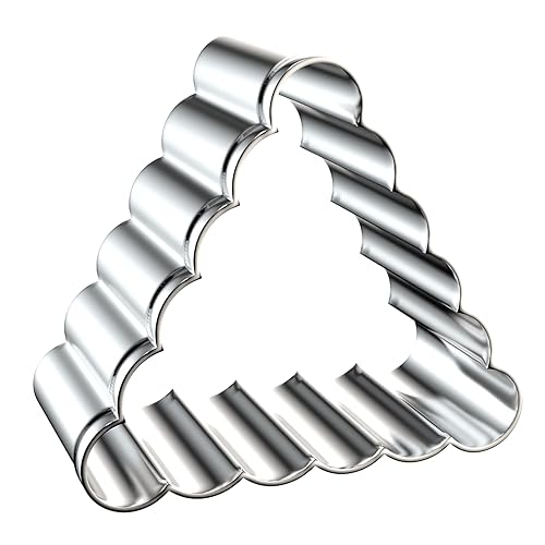 Triangle Cookie Cutter Set with Fluted Edge Large - 5 Inch, 4 Inch, 3 Inch, 2 Inch - Scalloped Wavy Edge Geometric Cookie Cutters Shapes Biscuit Fondant Clay Molds - Stainless Steel - style: Triangle