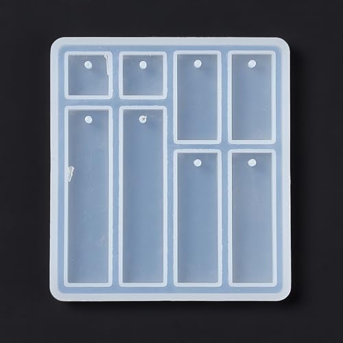 1PC Rectangle & Square Pendant Silicone Molds Resin Epoxy Casting Molds for Earring Necklace Keychain Charms Pendants Jewelry Making DIY Gem Cabochon Craft Supplies White 78x70x5.7mm - color: White-11