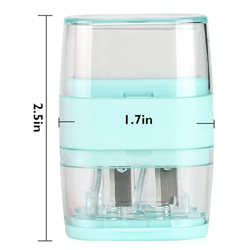 1PCS Manual Pencil Sharpener with Eraser, 2 Sharpening Holes Sharpener with Eraser for School, Office and Home Supplies (Green) - color: Green