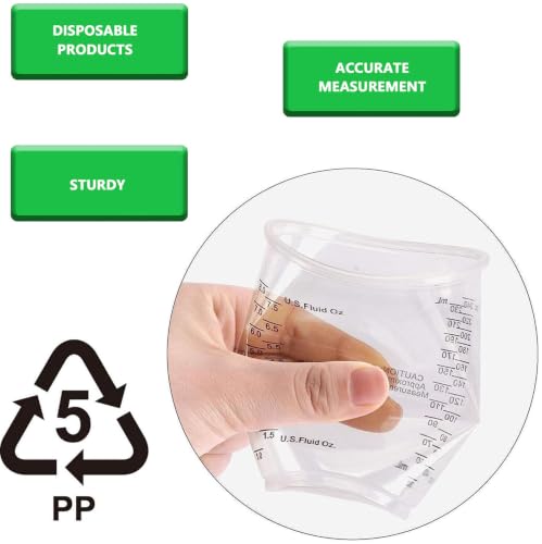 20PCS 8oz Disposable Plastic Measuring Mixing Cups with 20 Wooden Stirring Sticks, Clear Graduated Cups for Epoxy Resin Paint Pigment Mixing (20)