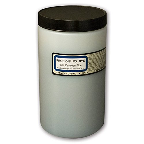 Jacquard Procion MX Tie Dye Powder for Fabric and Clothing | Permanent and Washfast | Made in USA | Cerulean Blue | 1 Pound Jar - color: Cerulean Blue, size: 1 Lb