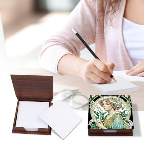 Diamond Painting Kit memo Box, Diamonds Art DIY Lily of The Valley Patterns Sticky Note Box Special Shape Drill, with 160 Sticky Note, Ideal for Home Office Supplies, Handicrafts, Holiday Gifts - color: Lily of the valley