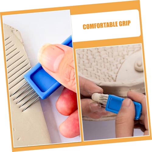 Housoutil 2pcs Pin Texture Brush for Clay Pottery Scoring Tool Kit Clay Texture Roller for Adults Beginners Pottery Tools Set