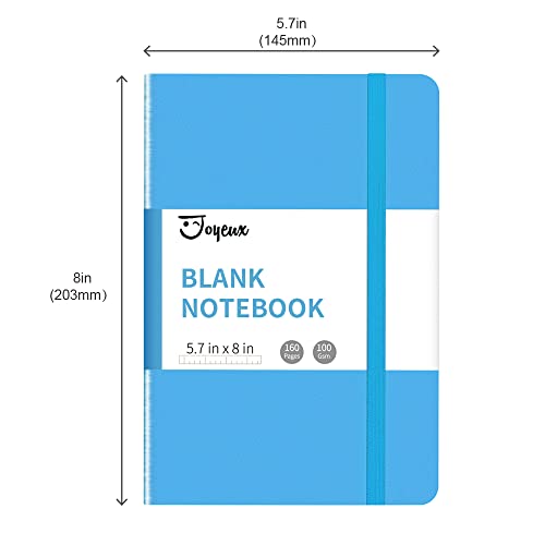 JOYEUX Blank Journal Notebook, A5, 160 Pages 100 Gsm Thick Sketch Books Hardcover Journal for Writing, 5.7 inches x 8 inches Notebooks for Work (Sky Blue) - color: Sky Blue