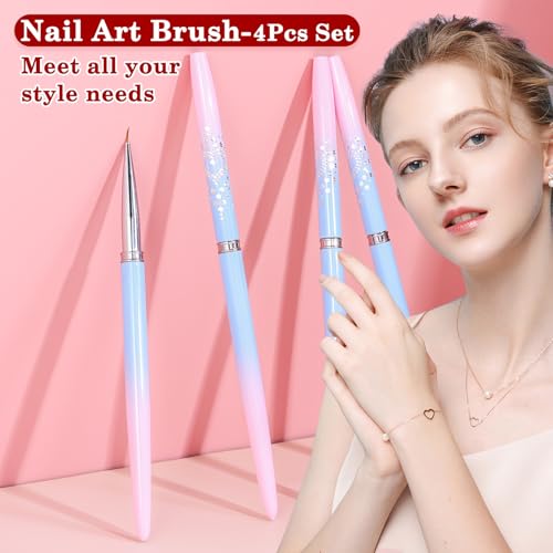 for OPI Nail Polish Remover, 4PCS Nail Clean UP Brushes for Cleaning Polish Mistakes on the Cuticles, Acetone Resistant Nail Brush for Nail Art and Designs - color: Blue