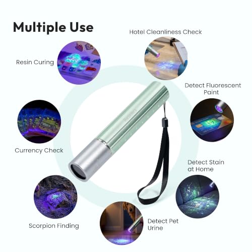 Resiners UV Resin Light, Mini 365nm Rechargeable UV Light for Resin | fast 10-20s curing, deep 365nm curing with portable design and auto shut-off safety for resin molds, jewelry and DIY