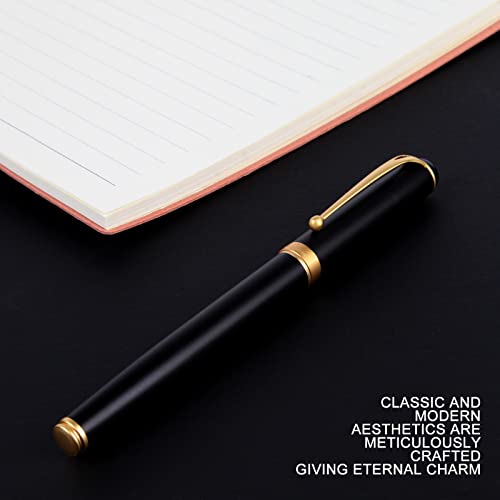 Fountain Pen-Smooth Writing Metal Water Pen with Gift Case Fine Nib Consistent Ink Flow Luxury Pen for Nice Pens Includes a Calligraphy Nib 8 Ink Cartridges and a Converter (Gold) - color: Gold