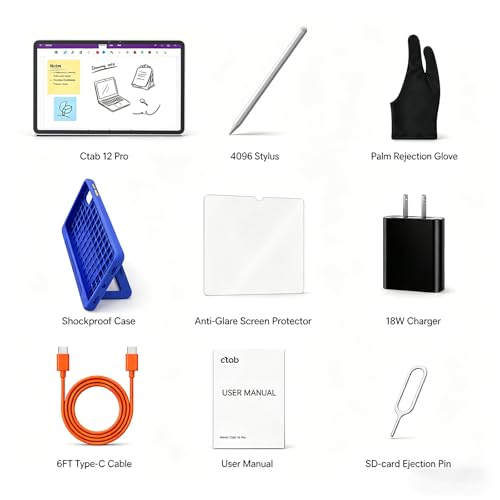 12-Inch Standalone Drawing Tablet No Computer Needed: 4096-Level Stylus Digital Art Tablet with Anti-Glare Screen, 16GB RAM, 256GB Storage, 8000mAh, Android 15 – for Beginners, Artists, Students