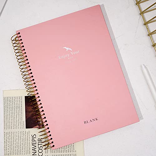 FLYING EAGLE Blank Spiral Notebook Journal 8.5 x 11, 210 Pages Hardcover Sketchbook for Drawing, Pink - color: Pink, size: blank page