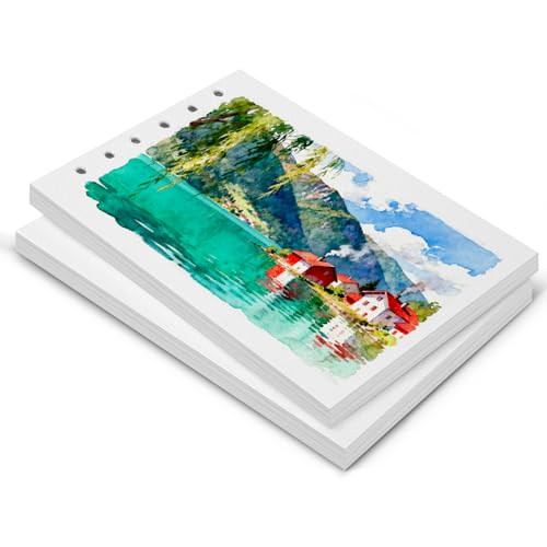 Lightwish Watercolor Paper Refill, 2 Pack 40 Sheets Total - 100% Cotton Acid-Free 300gsm/140lb A5 Landscape Format, Cold Press Texture - Compatible with Lightwish A5 Watercolor Sketchbook (5.8*8.2in)