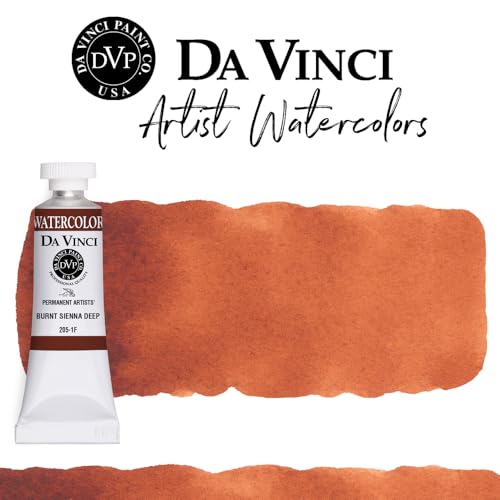 DA VINCI PAINTS Professional Artist Watercolor Paint, Burnt Sienna Deep, 15mL - color: Burnt Sienna Deep, style: 15mL
