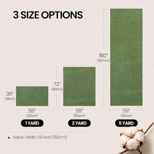 Wildarms 100% Cotton Canvas Fabric by The Yard - 59" Wide 12oz Heavy Duty Natural Duck Canvas for Sewing DIY, Tote Bags, Upholstery & Embroidery (Army Green, Cut by the Yard - color: Army Green, size: 1-Yard Pre-Cut (Non-Continuous)
