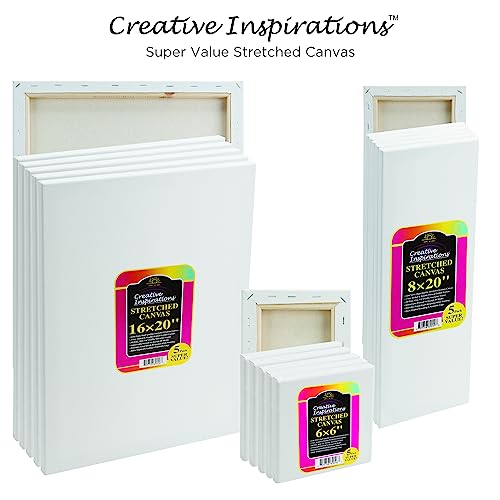 Creative Inspirations 11x14 Stretched Canvas Super Value 5 Packs - Artist Quality, Low Cost Canvas, Cotton Duck, Acid Free, Archival, Accepts All Paints, Double-Primed 10oz, Paintable Edges - size: 11x14"