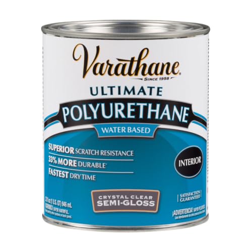 Varathane Water-Based Crystal-Clear Ultimate Polyurethane | Interior Wood Protection | Fast Dry Time | Easy Clean Up | Semi-Gloss | Quart | 2 Pack - color: Semi-Gloss, size: 1 Quart (Pack of 2)