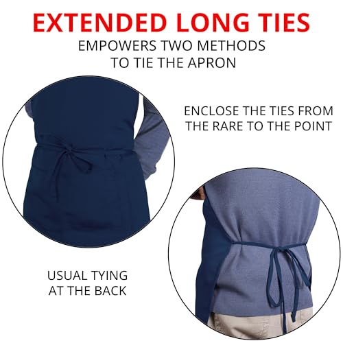 Utopia Kitchen 10 Pack Bib Apron Adjustable with 2 Pockets, Water and Oil Resistant, Cooking Kitchen Chef Apron for Women Men - color: Navy