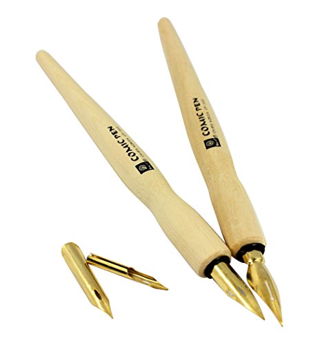 Comic Dip Pen Set, 4 Wooden Pen Handler Artist Cartoon Pen Set Calligraphy Dip Pens With 8 Nibs - Great for Manga/Comic/Calligraphy/Word Art/Pen-and-Ink Drawing
