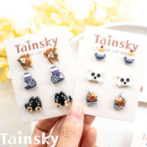 Tainsky Halloween Polymer Clay Cutters, 22 Shapes Halloween Studs Clay Earrings Cutters (Studs-B) - color: Studs-B