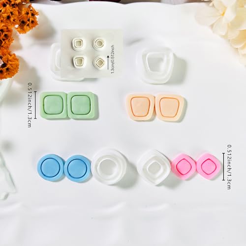 Xaekicr Polymer Clay Cutters Geometric Stud Earring Set – 4 Pairs Modern Clay Cutters for Polymer Clay Jewelry, Clay Tools and Molds for DIY Earrings - color: O color
