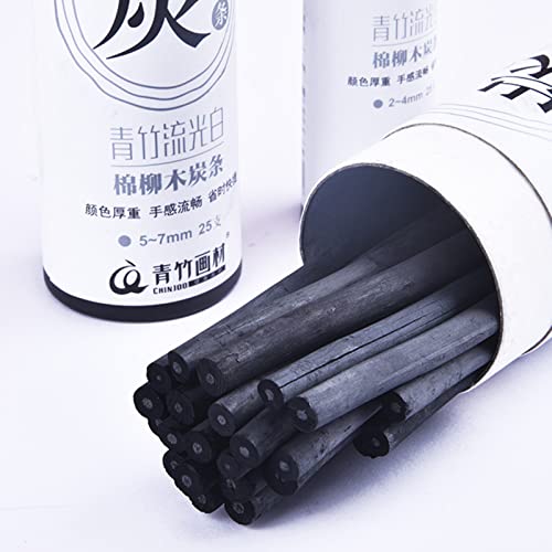 Vine Charcoal Sticks Pencils Drawing Set Willow Black Charcoal Pencils for Sketching Shading Artist Present 25pcs