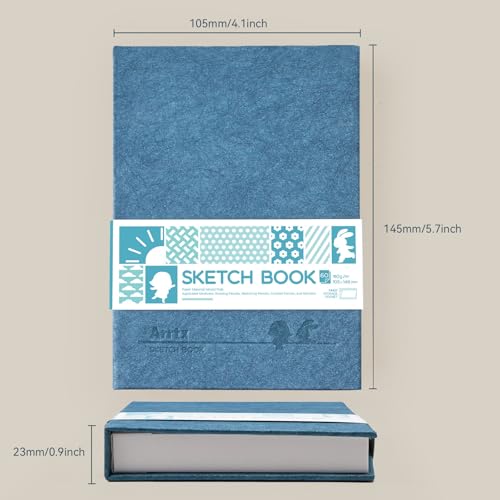 Arrtx Premium A6 Sketchbook 5.8"x4.1" - 60 Sheets/120 Pages, 180gsm Acid-Free Paper Blank Sketch Book, Hardcover Portable Artist Sketch Journal for Drawing, Illustration & Travel - size: A6