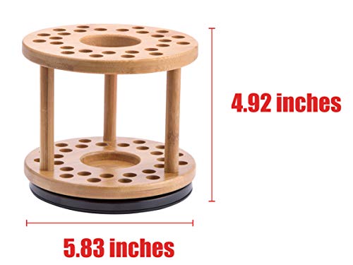JackCubeDesign 360 Rotating Paint Brush Holder Bamboo Watercolor Artist Brush Water Coloring Organizer Display Stand Tray Rack with 27 Holes and 1 Big Hole – MK441A