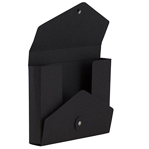 JAM PAPER Kraft Portfolio with Button and String Tie Closure - Video Size - 5 1/2 x 8 1/2 x 1 - Black Recycled - Sold Individually - color: Black Recycled, size: Video Size (5 1/2" x 8 1/2" x 1")