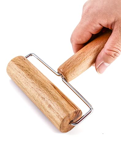 QWORK 2Pcs Hardwood Roller 2 in 1, 6-7/8" Dual Roller Tool for Pottery Clay Working