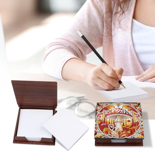Diamond Painting Kit memo Box, Diamonds Art DIY Mushroom Patterns Sticky Note Box Special Shape Drill, with 160 Sticky Note, Ideal for Home Office Supplies, Handicrafts, Holiday Gifts - color: Mushroom