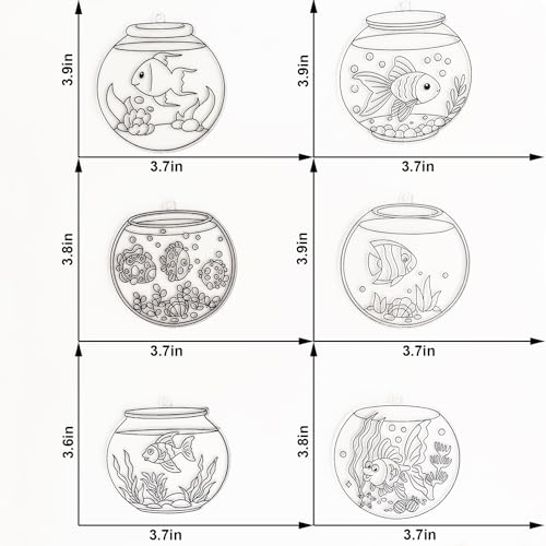 Ayhuhra 30 Sets Fishbowl Suncatcher Craft Kits Make Your Own Sea Animal Fish Tank Scene DIY Window Paint Art Sun Catcher Kit for Home Party Activities Art Project - style: Fishbowl