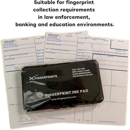 Fingerprint Ink Pad 6-Pack, Ultra-Black Quick-Dry Washable Ink, 10,000+ Crisp Impressions, Large 6.2” Microporous Pad with Snaplock Case, Non-Toxic for Banks, Schools, Legal & Law Enforcement - size: Rectangle Large|6-Pack