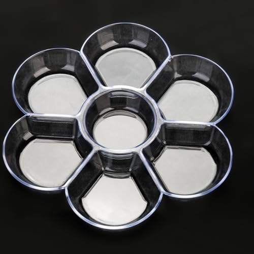 Foraineam 30 Pack Plastic Paint Tray Palettes, 7 Well Flower Petal Painting Dish Watercolor Mixing Palette, Artist Clear Paint Holder Tray Craft Supplies for Oil Acrylic Watercolor Gouache
