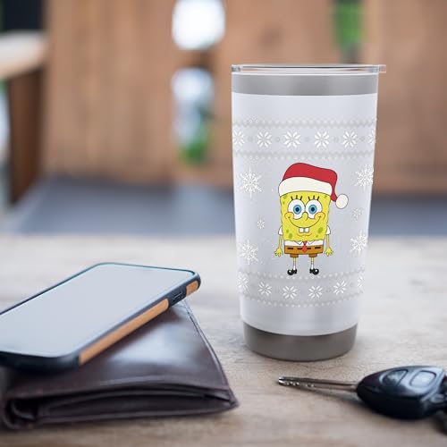 Spongebob SquarePants Holiday Christmas Graphic Stainless Steel Insulated Tumbler - color: White