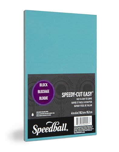 Speedball 4202 Speedy-Cut Easy Block Printing Carving Block – Soft Rubber-Like Material, Blue, 4 x 6 Inches - size: 4x6