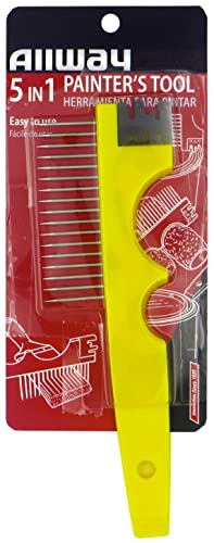 ALLWAY BC5 5-in-1 Painter's Tool with Multi-Functional Brush Comb | Brush Squeegee, 2 Roller Cleaners, Stainless Steel Comb, Can Opener - style: 5-in-1 with Brush Comb