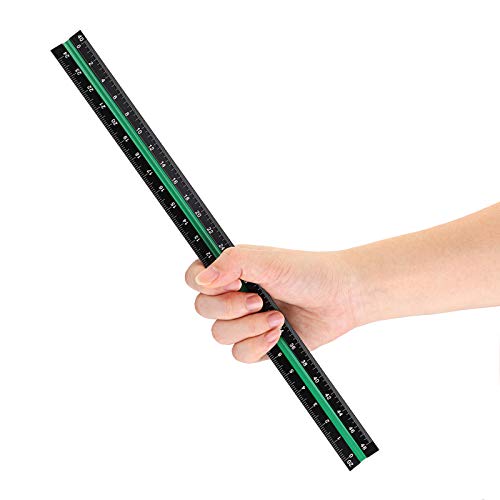 OwnMy 3 Pack 12 Inch Solid Aluminum Triangular Architect Scale Ruler Set, 3-Colors-Groove Architectural and Engineer Scale Metal Ruler Set, Clear Scales Drafting Rulers for Engineer Blueprint Project - style: Imperial Scale
