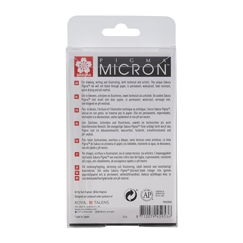 SAKURA Pigma Micron Fineliner Pens Set of 8 | Waterproof, Permanent Black Ink, Assorted Sizes | Pens for Writing, Drawing & Journaling