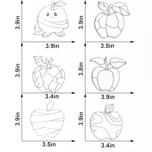 Ayhuhra 30 Sets Apple Suncatche Craft Kits Blank Back to School Sun Catcher DIY Window Paint Art Sets for First Day of School Supplies Home Party Activities Art Project - style: Apple