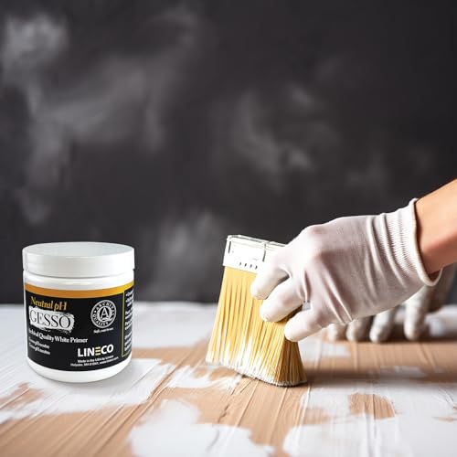 Lineco, Neutral PH Gesso Primer, Surface Preparation, Acid-Free White Priming, Suitable for Acrylic and Oil Paint, Color Pencils And GraPHite, Sealer for Paper, Wood, 8 Oz (238 Ml)