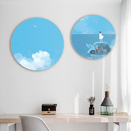 Falling in Art Unfinished Round Birch Wood Panels Kit for Painting, Wooden Canvas 2 Pack of 20 and 24" Studio 3/4" Deep, Cradle Boards for Pouring, Art, Crafts, Burning and More - size: 20'+24' round 1 PACK
