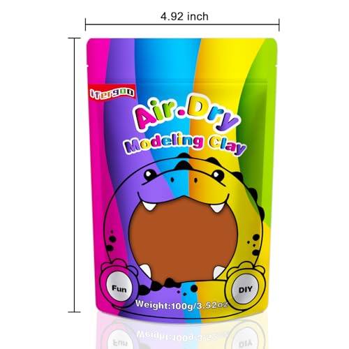 ifergoo Brown Air Dry Clay, DIY Creative Modeling Clay for Kids, Super Light Magic Foam Clay for Kids Age 3-12, Soft, No-Sticky & Non-Toxic, Molding Clay for School Art & Craft Project(100g/3.5oz) - color: Brown/100g